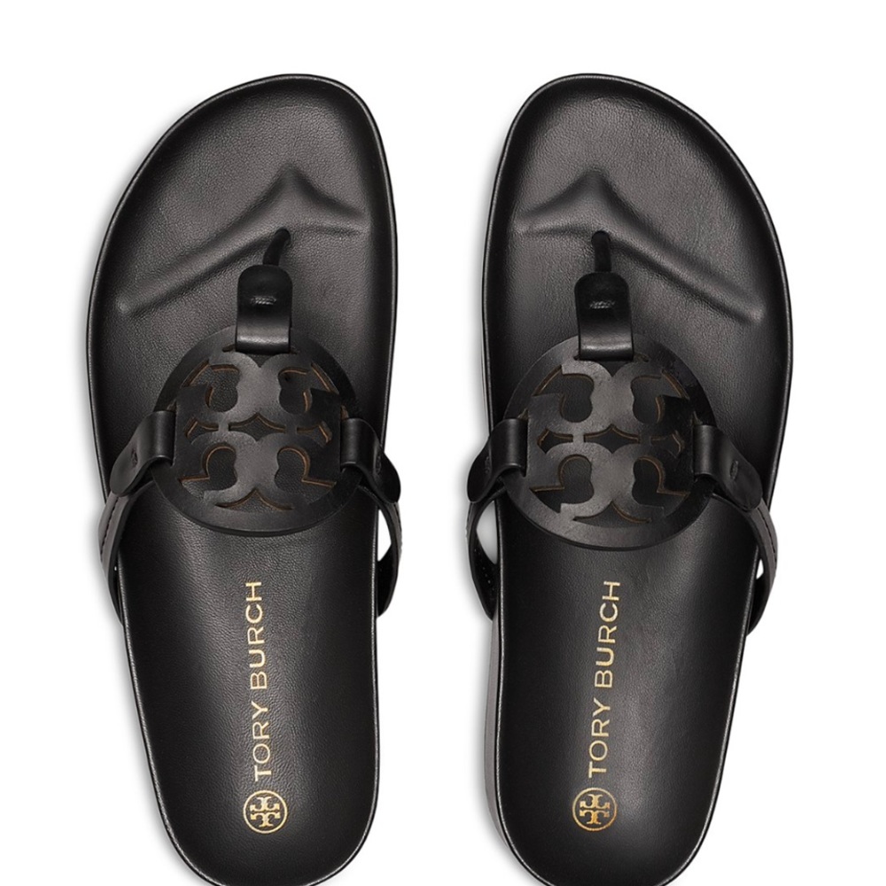 Tory Burch black Miller calf leather size 8 sandals